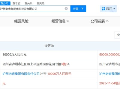 瀘州老窖集團商業(yè)投資公司增資至5億