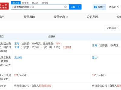于謙退股北京謙客食品公司