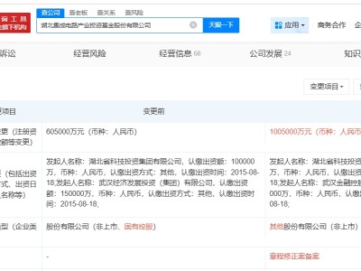 湖北集成電路產業投資基金公司增資至100.5億 增幅約66%