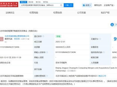 北京京國創智算并購基金登記成立 出資額300億