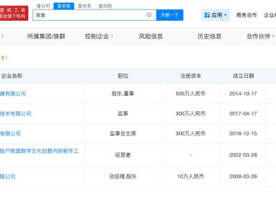陳震名下公司因欠稅被公告