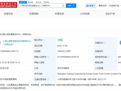 馬云持股企業等投資成立私募基金中心 出資額1億