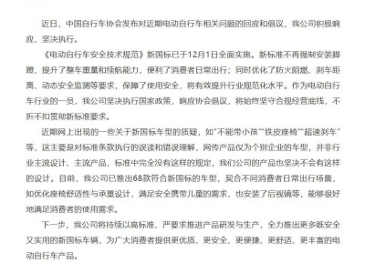 新國標電動自行車引熱議 雅迪愛瑪積極回應 行業正優化升級