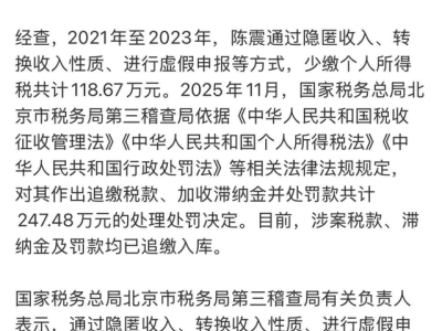 車評頂流陳震的“流量狂飆”終翻車:偷稅漏稅引全網封禁,自食惡果