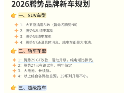 2026騰勢火力全開!9款新車齊發,百萬超跑領銜性能盛宴