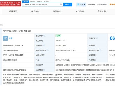 東方鍋爐、中石化銷售公司等成立氫能公司 注冊資本8780萬